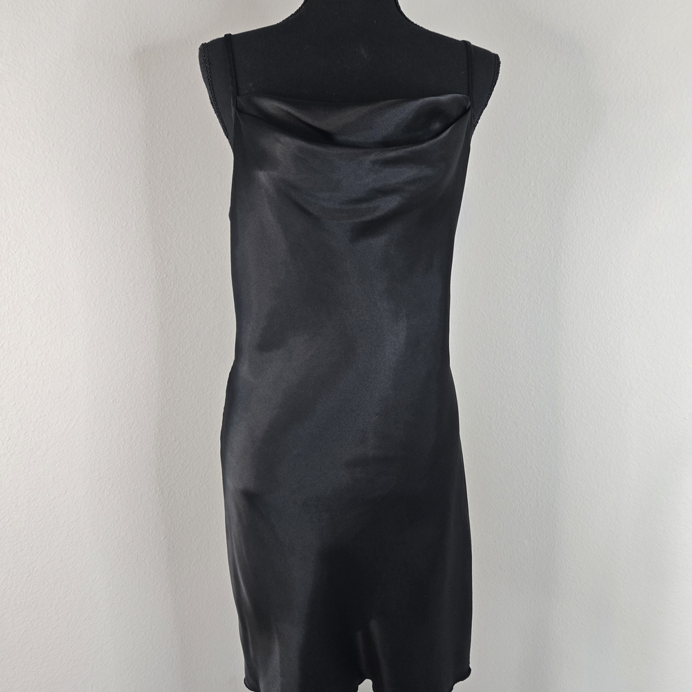 bebe Black Backless Satin Dress
